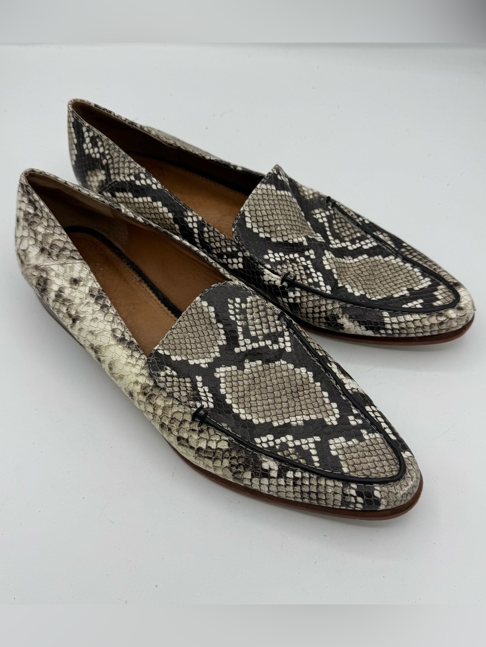 Franco‎ Sarto Portia Snakeskin Embossed Leather Loafer Flats Women's Size 9
